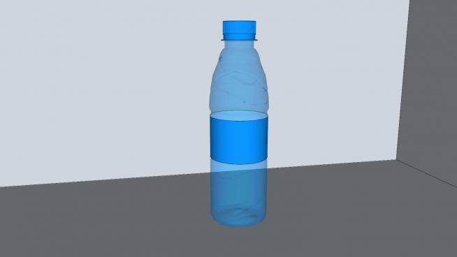 蓝色标签塑料瓶SU模型下载_sketchup草图大师SKP模型