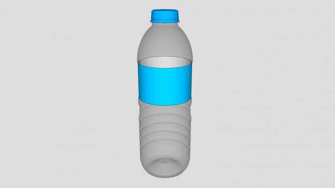 透明塑料瓶蓝色标签瓶盖SU模型下载_sketchup草图大师SKP模型
