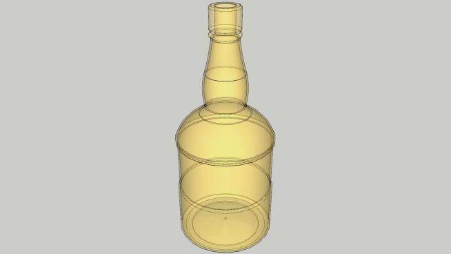750毫升威士忌透明酒瓶SU模型下载_sketchup草图大师SKP模型