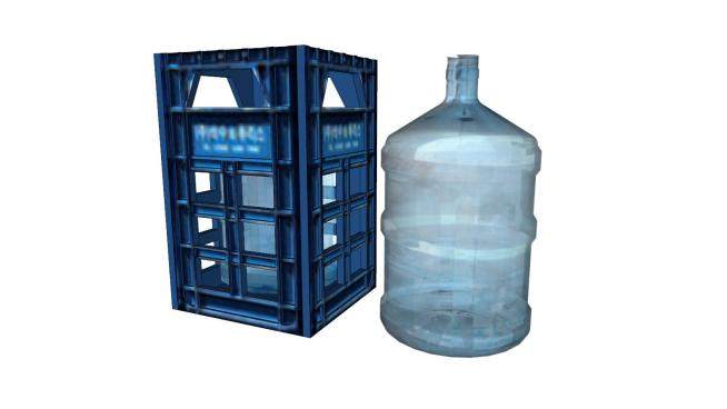 纯净水塑料瓶和篮子SU模型下载_sketchup草图大师SKP模型