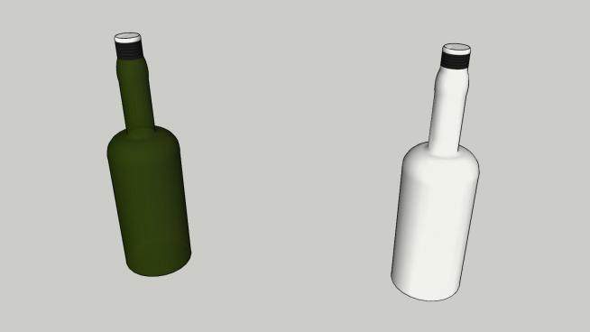 绿白色酒瓶SU模型下载_sketchup草图大师SKP模型