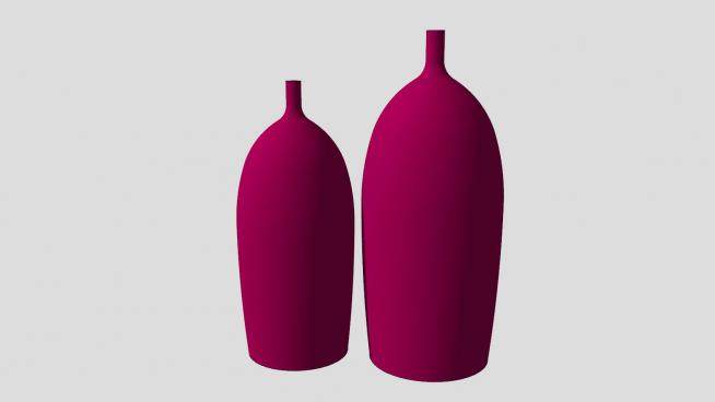 粉红色落地陶瓷花瓶装饰SU模型下载_sketchup草图大师SKP模型