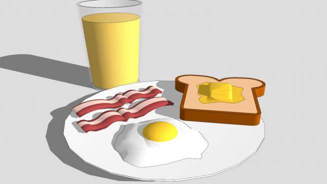 西式早餐饮品盘SU模型下载_sketchup草图大师SKP模型
