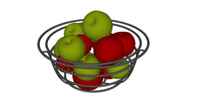 果碗中的青红苹果SU模型下载_sketchup草图大师SKP模型