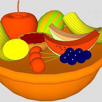 盘中的什锦水果SU模型下载_sketchup草图大师SKP模型