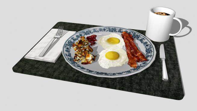 西式早餐和咖啡SU模型下载_sketchup草图大师SKP模型