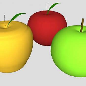 三色苹果水果SU模型下载_sketchup草图大师SKP模型