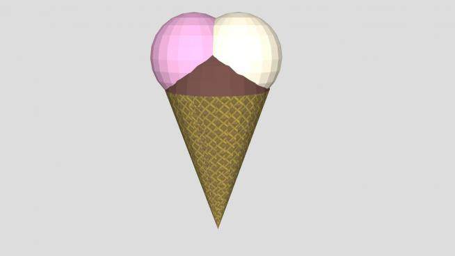 混合口味冰淇淋雪球甜筒SU模型下载_sketchup草图大师SKP模型