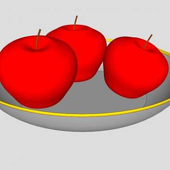 盘子上的3个苹果SU模型下载_sketchup草图大师SKP模型