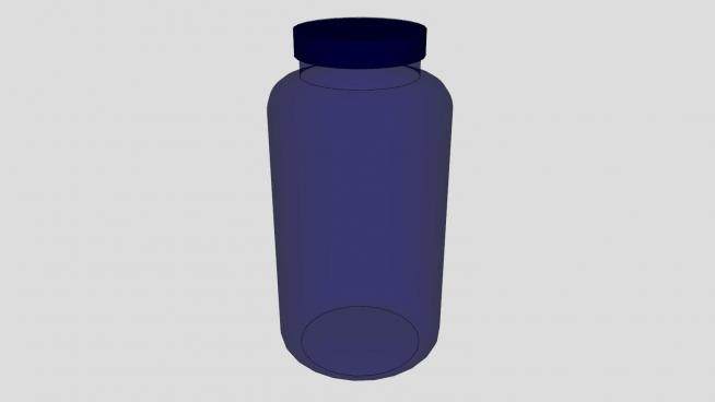 普蓝色玻璃瓶瓶盖SU模型下载_sketchup草图大师SKP模型