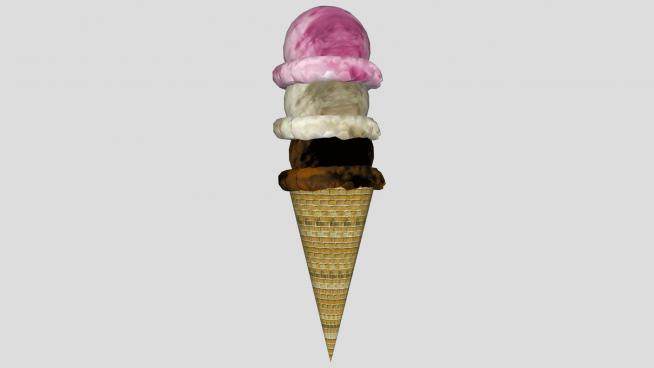 叠层口味冰淇淋甜筒SU模型下载_sketchup草图大师SKP模型