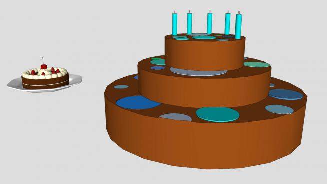 两个巧克力蛋糕系列SU模型下载_sketchup草图大师SKP模型