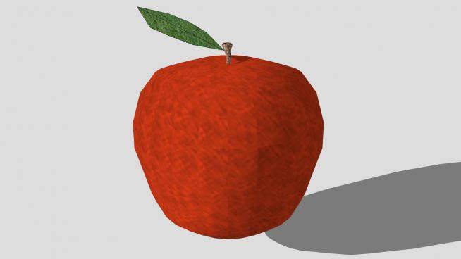 带茎叶的红苹果SU模型下载_sketchup草图大师SKP模型