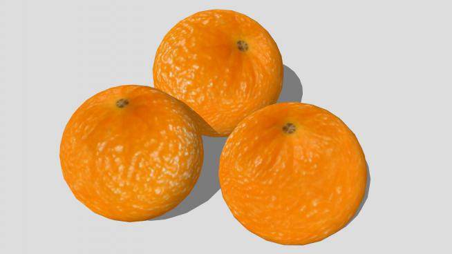 3个橙色橙子水果SU模型下载_sketchup草图大师SKP模型