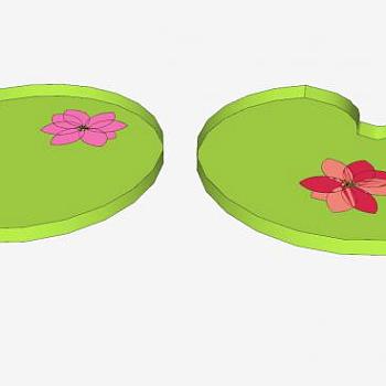 睡莲叶和粉色荷花SU模型下载_sketchup草图大师SKP模型