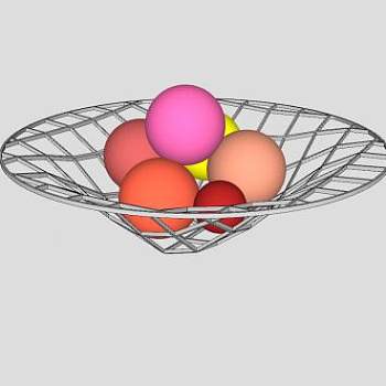 镂空果盘上的简易色水果SU模型下载_sketchup草图大师SKP模型