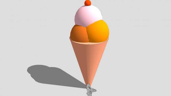 三味三色冰淇淋甜筒SU模型下载_sketchup草图大师SKP模型
