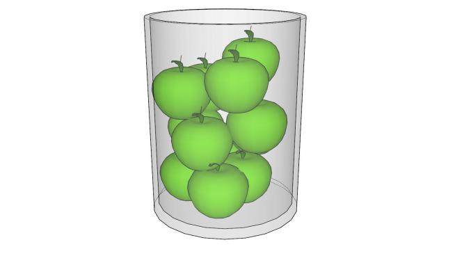 大型玻璃杯中的青苹果SU模型下载_sketchup草图大师SKP模型