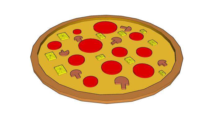 意大利辣蘑菇香肠披萨SU模型下载_sketchup草图大师SKP模型