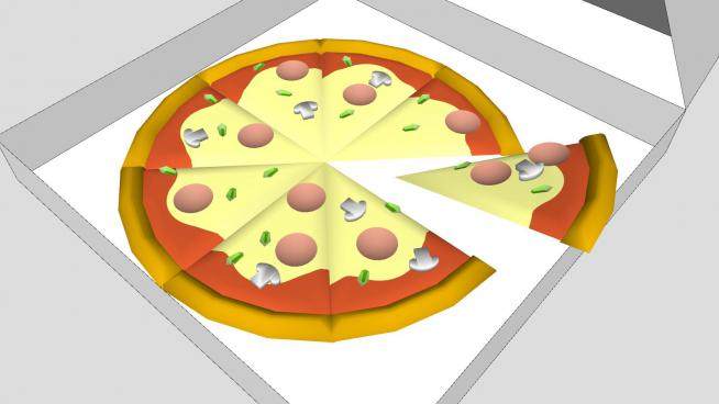 披萨盒里的披萨饼SU模型下载_sketchup草图大师SKP模型