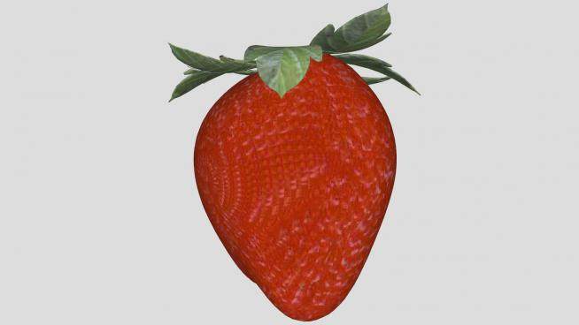 带叶的草莓水果SU模型下载_sketchup草图大师SKP模型