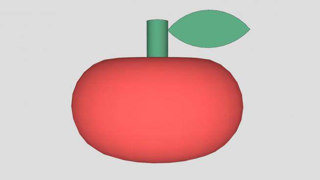 简易3D红苹果SU模型下载_sketchup草图大师SKP模型