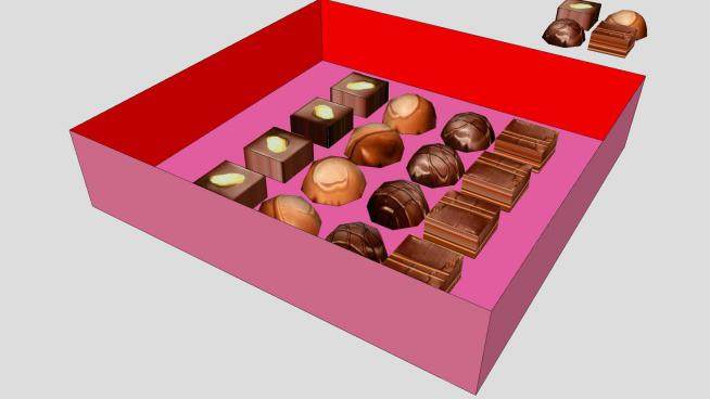 巧克力甜品和甜品盒SU模型下载_sketchup草图大师SKP模型