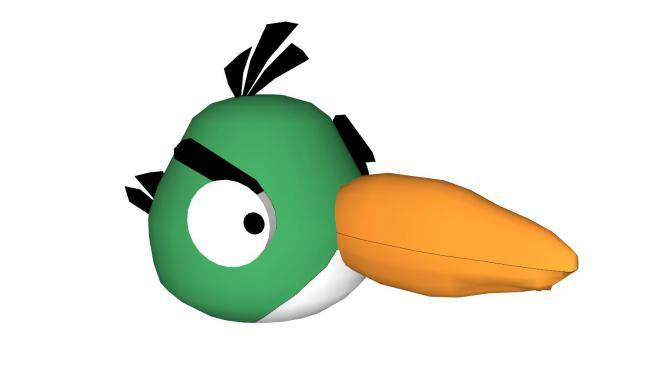 愤怒的小鸟中的绿色小鸟SU模型下载_sketchup草图大师SKP模型