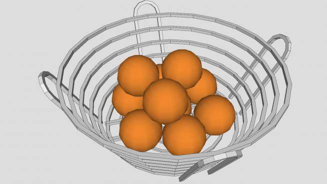 金属果盆里的橙子SU模型下载_sketchup草图大师SKP模型
