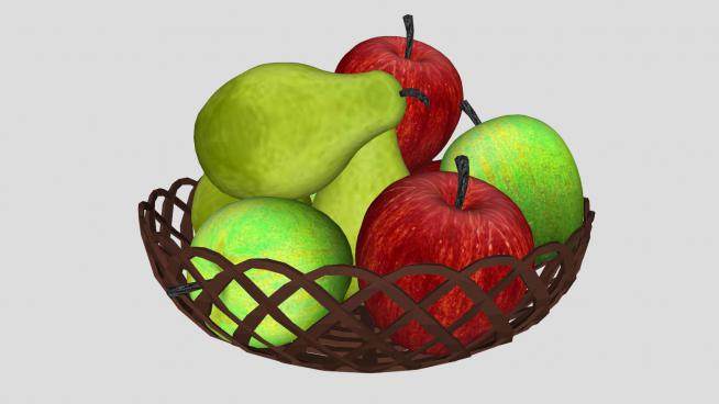 镂空果盆苹果和梨SU模型下载_sketchup草图大师SKP模型
