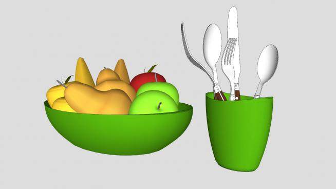 水果碗具餐具SU模型下载_sketchup草图大师SKP模型
