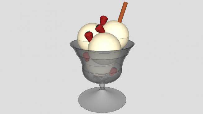 香草冰淇淋加草莓SU模型下载_sketchup草图大师SKP模型