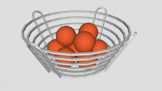 金属果盆中的橘子SU模型下载_sketchup草图大师SKP模型