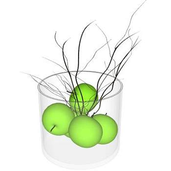 装饰苹果和树枝SU模型下载_sketchup草图大师SKP模型