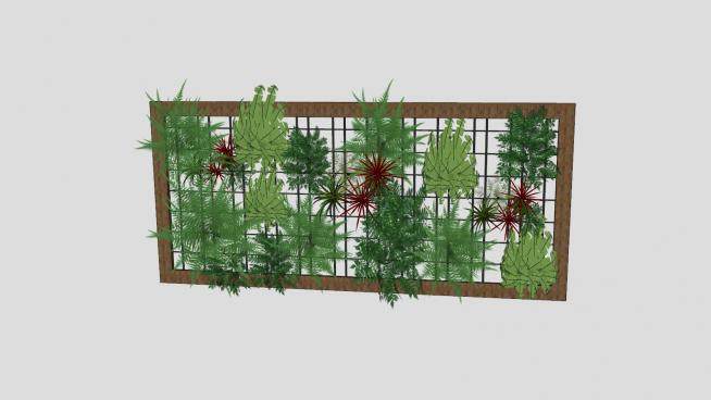 垂直花园木质植物SU模型下载_sketchup草图大师SKP模型