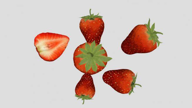 草莓果实水果SU模型下载_sketchup草图大师SKP模型