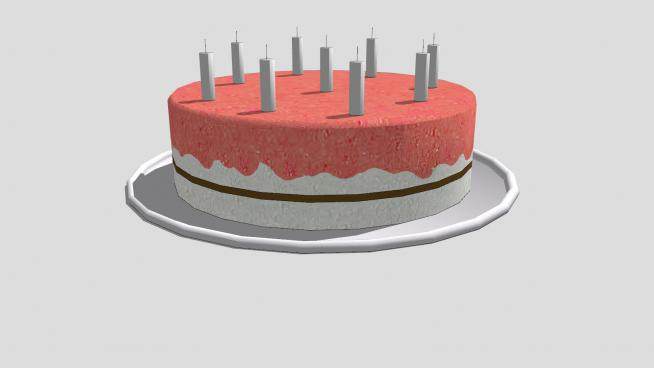 生日蛋糕和蜡烛SU模型下载_sketchup草图大师SKP模型