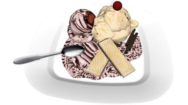 冰淇淋和威化饼SU模型下载_sketchup草图大师SKP模型