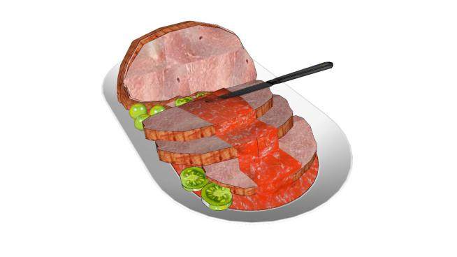 蘸酱的肉类食物SU模型下载_sketchup草图大师SKP模型