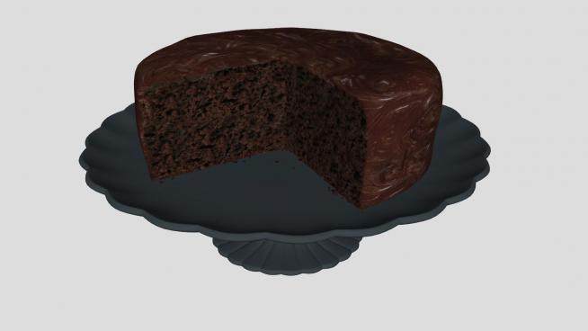 盘上的巧克力蛋糕SU模型下载_sketchup草图大师SKP模型
