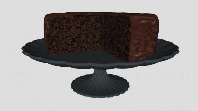 涂抹的巧克力蛋糕SU模型下载_sketchup草图大师SKP模型
