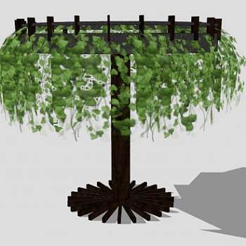 垂直植物装饰桌子SU模型下载_sketchup草图大师SKP模型