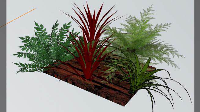 木板上的观赏植物SU模型下载_sketchup草图大师SKP模型