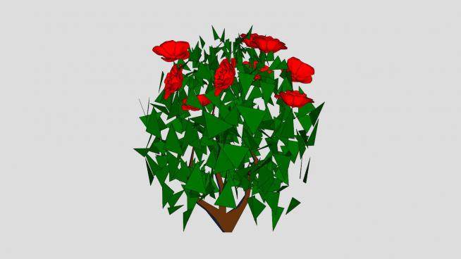 红玫瑰丛灌木植物SU模型下载_sketchup草图大师SKP模型