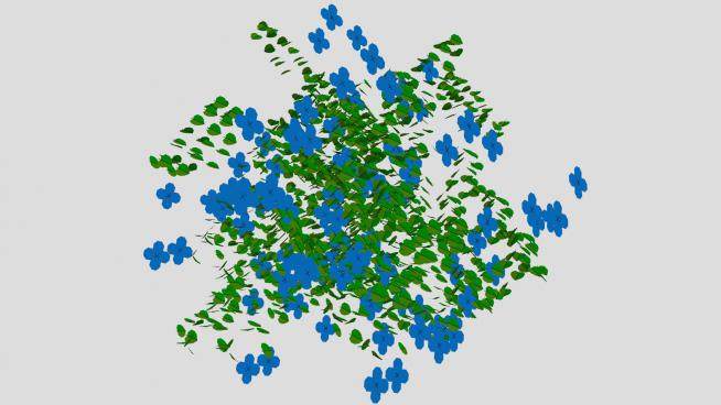 蓝色花卉绿叶植物SU模型下载_sketchup草图大师SKP模型