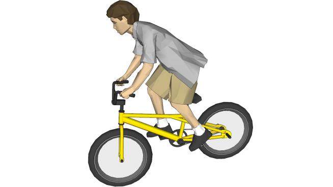 骑单车的少年SU模型下载_sketchup草图大师SKP模型