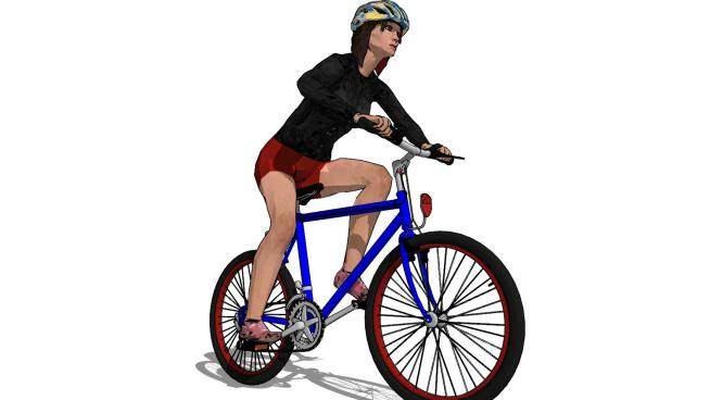 骑自行车单车运动女士SU模型下载_sketchup草图大师SKP模型
