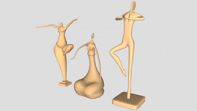 抽象人物舞蹈雕像SU模型下载_sketchup草图大师SKP模型