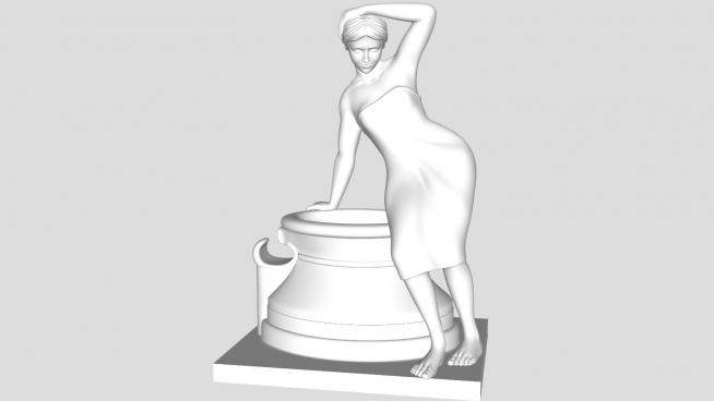 洗澡的女人雕塑SU模型下载_sketchup草图大师SKP模型