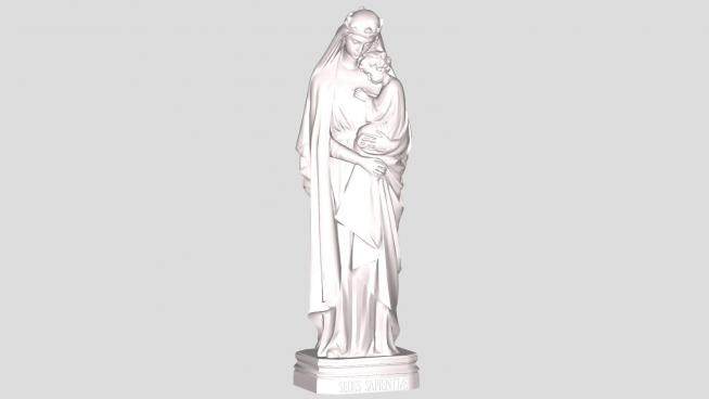 圣母石雕雕塑SU模型下载_sketchup草图大师SKP模型